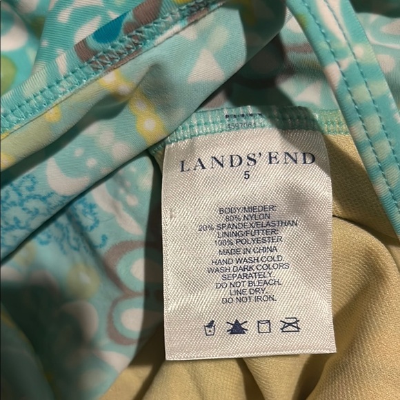 LANDS END SWIMSUIT BATHING SUIT SUMMER FLORAL GREEN BEACH POOL SIZE 5 - Picture 3 of 3